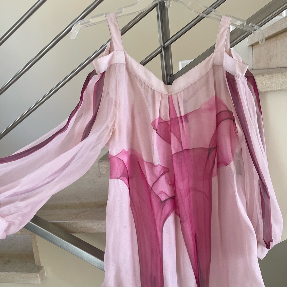 Vintage Versace Pink Floral off the shoulder Top